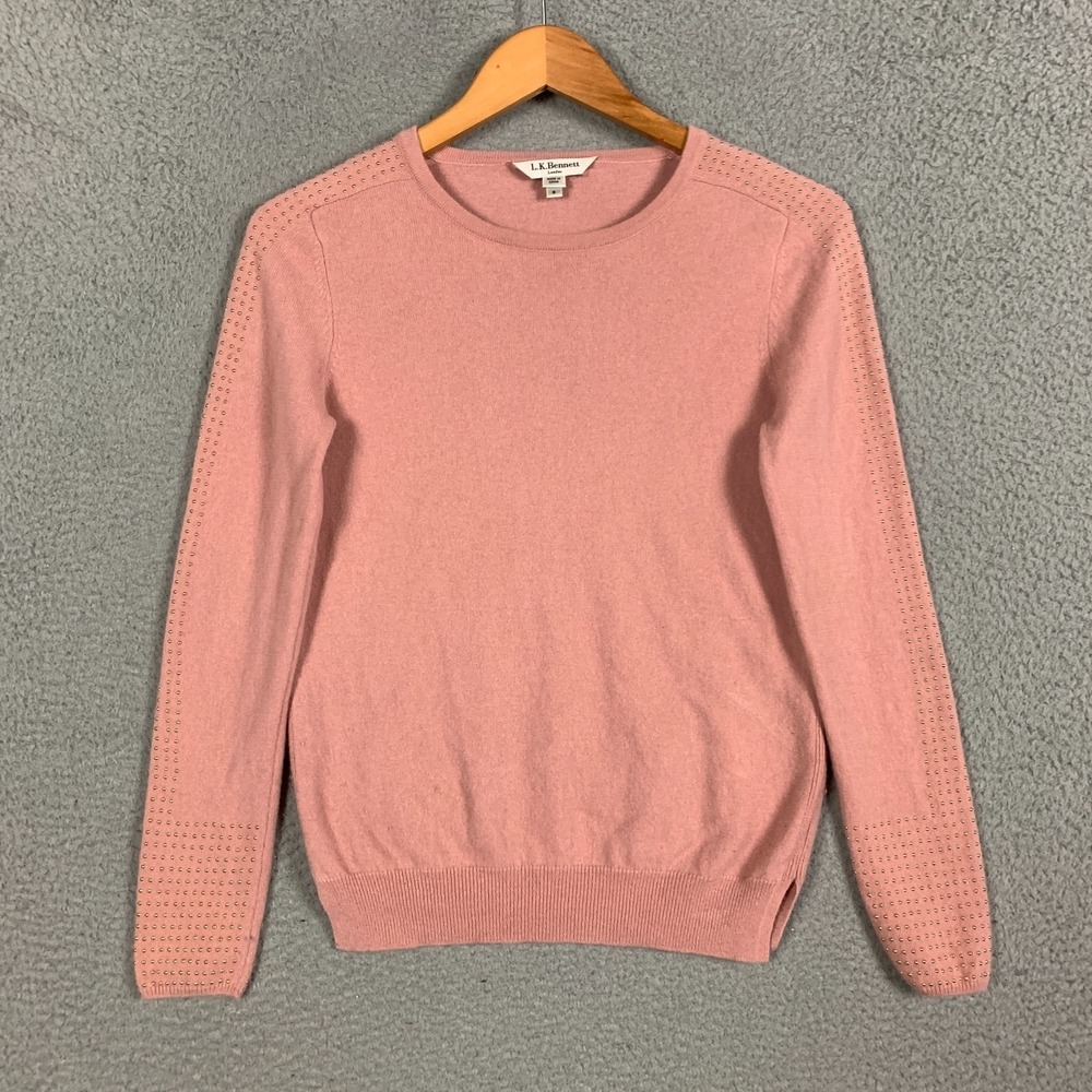 LK Bennett Sweater Women's Small Rose Pink Wool Cashmere Crewneck Knit TK Adel